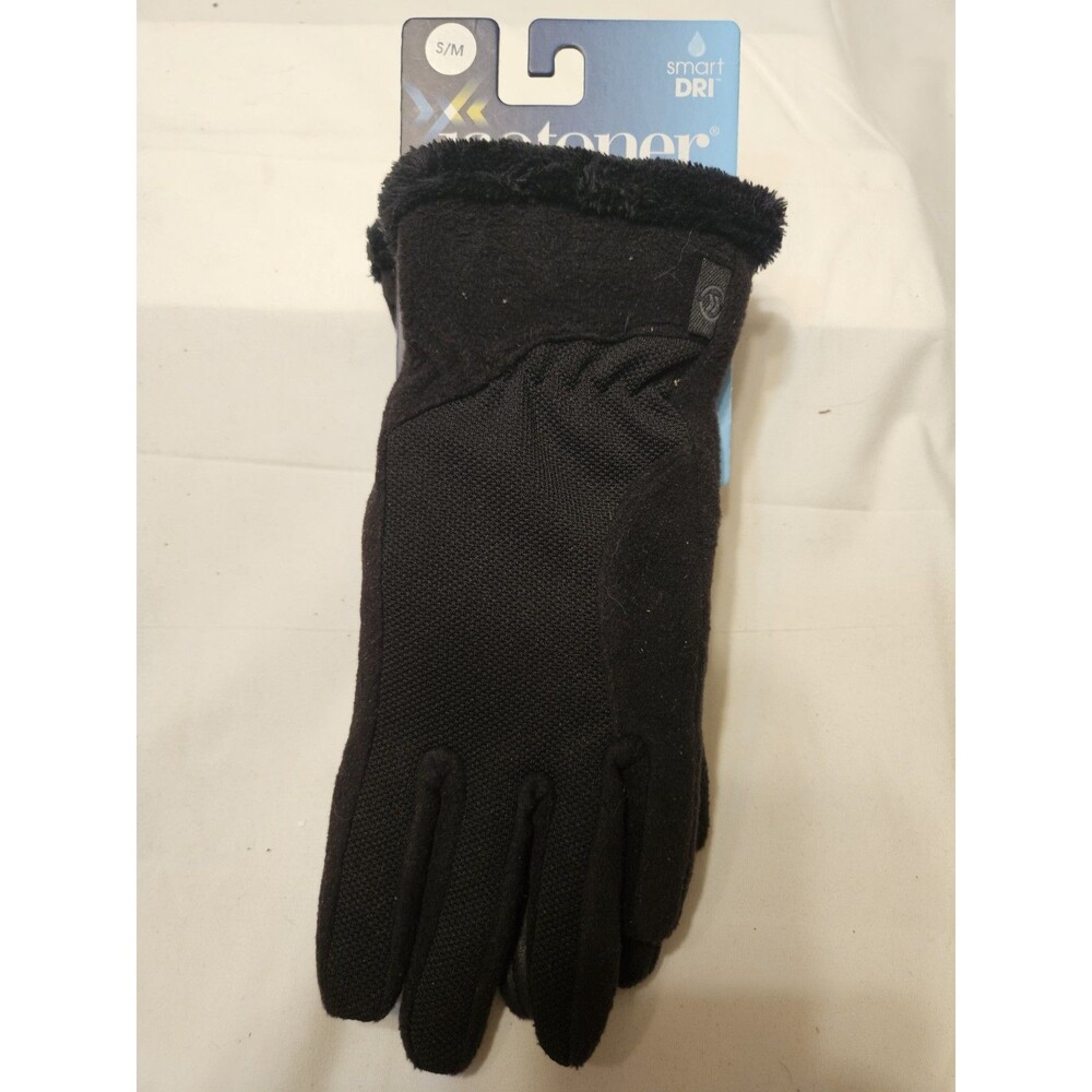 S/M  ISOTONER GLOVES WOMEN'S SMART DRI Touch Screen BLACK POLYSTER/SPANDE